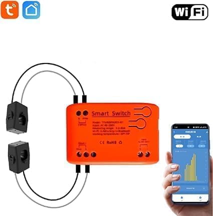 WiFi Smart Power Meter with 2pcs 80A Current Transformer Clamp, Tuya app 2-Way