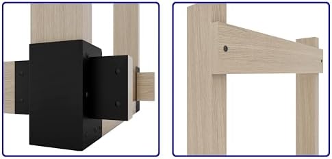Kingson 4 Pack Heavy Duty Firewood Log Storage Rack Brackets, Adjustable Length Indoor Outdoor Fireplace Wood Holder, Rust-Proof Powder Coated Steel DIY Kit with Screws