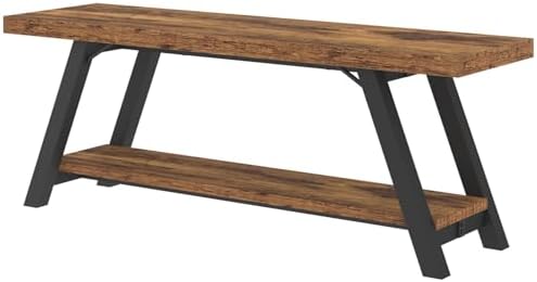 LVB Rustic Entryway Bench with Storage, Hallway Bench for Entryway, 47 in