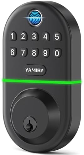 Yamiry Electronic Keypad Deadbolt, Fingerprint Door Lock,Keyless Entry Digital Lock for Front Door, Smart Deadbolt,Easy Installation