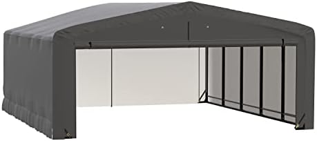 ShelterLogic ShelterTube Garage & Storage Shelter, 20' x 23' x 10' Heavy-Duty Steel Frame Wind and Snow-Load Rated Enclosure, Gray