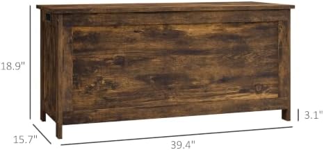 HOMCOM Storage Bench Cut-Out Handles 39.4" x 15.7" x 18.9" Rustic Brown