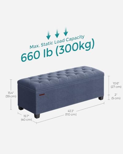 SONGMICS Storage Ottoman Bench, Foot Rest with Legs, Load up to 661.4 lb