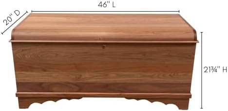 Rustic Red Door Co. Cedar Hope Chest with Waterfall Top, Amish Made Wooden Storage Trunk Box for Bedroom, Blanket, Clothes, Anti-Slam Hinges and Lock, 46", Walnut Wood, Natural Stain