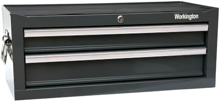 Workington Industrial 2 Drawers Portable Metal Intermediate Box, 26" Middle Tool Chest Cabinet with Ball Bearing Drawer Slides, Steel Tool Storage Box Organizer 4008 Gray