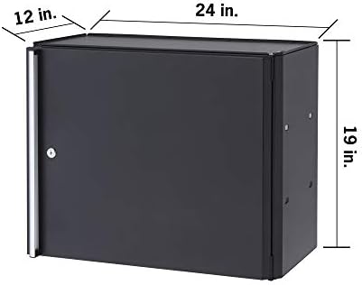 TRINITY 24 Inch Garage Wall Storage Cabinet, 22 Gauge Steel, Black