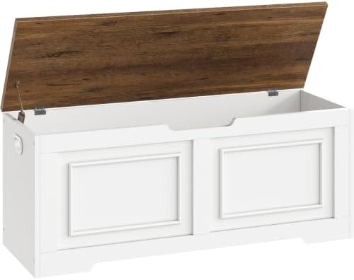 CHOEZON Storage Bench, 47.2" Large Wooden Storage Chest with Safety Hinge