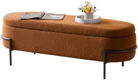 FiveWillowise 52 Inch Sherpa Storage Ottoman Bench,End of Bed Bench