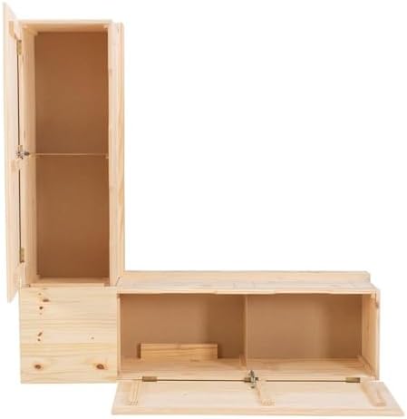Linon Troyin Rustic Backless Corner Nook with Storage in Solid Unfinished Pine