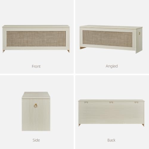 47.2" Storage Chest Extra Large,Rattan Storage Bench(White Cream)