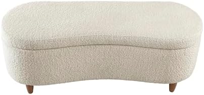 Bailey Boucle-Style Curved Storage Accent Bench