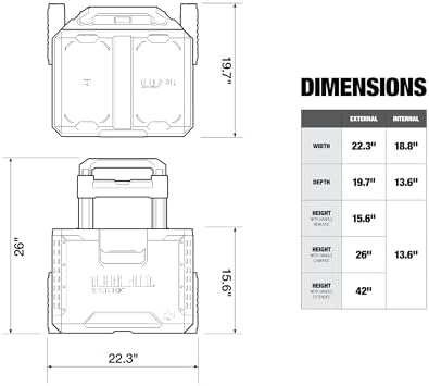 ToughBuilt StackTech Rolling Tool Box with 9-Inch Wheels, 250 lb Capacity