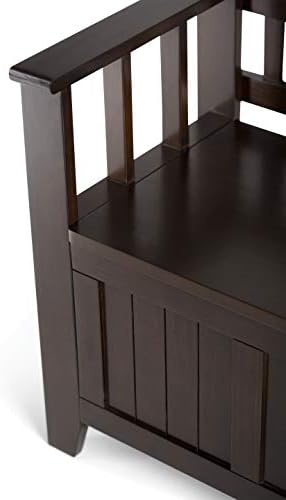 SIMPLIHOME Acadian 2-Seater Storage Bench and Cabinet Set in Brunette Brown