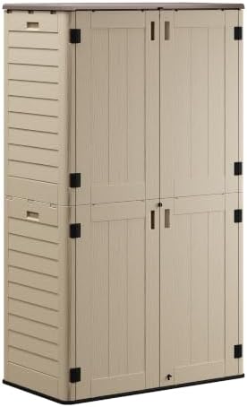 Outdoor Storage Shed Waterproof, 61 Cu.Ft Tall Vertical Resin Sheds