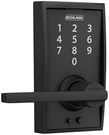 Schlage Touch Electronic Lock, Lever Handle, Century Trim, Matte Black
