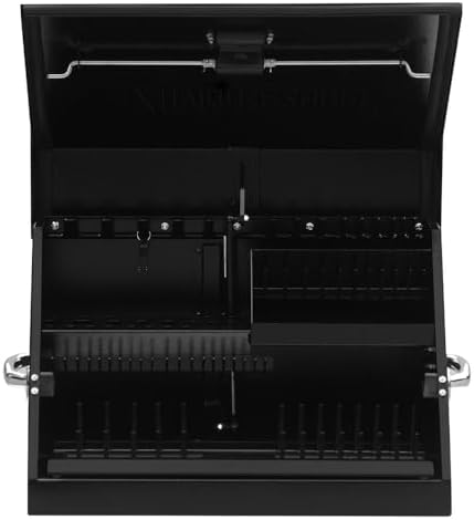 Montezuma – SM200B – 22.5-Inch Portable TRIANGLE Toolbox – Heavy-Duty Steel Construction – Metric and SAE Storage Chest – Weather-Resistant Toolbox – Lock and Latching System