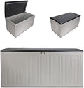 Suncast XL Deck Box, 160 Gal, Resin Reeded, Lockable, Iron Ore, French Gray