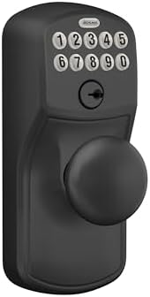 Schlage Electronic Keypad Lock, Lever Handle, Plymouth Trim, Matte Black