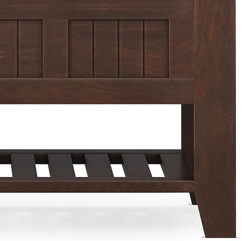 SIMPLIHOME Acadian 48" Wide Solid Wood Storage Bench in Brunette Brown