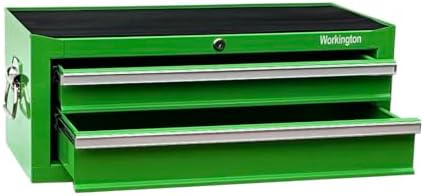 Workington Industrial 2 Drawers Portable Metal Intermediate Box, 26" Middle Tool Chest Cabinet with Ball Bearing Drawer Slides, Steel Tool Storage Box Organizer 4008 Green