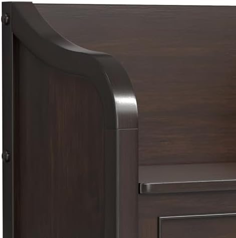 SIMPLIHOME Connaught 30" Wide Solid Wood Storage Bench in Chestnut Brown