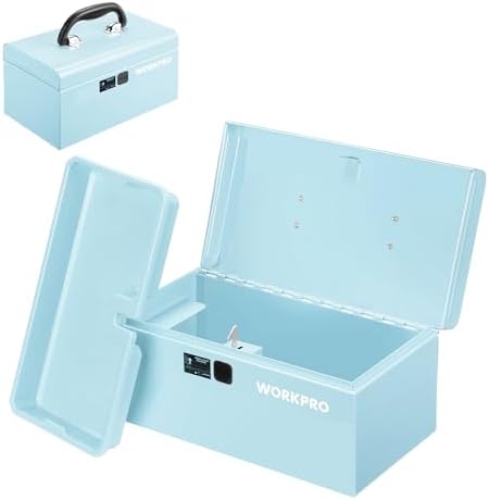 WORKPRO 10.8" Mini Metal Tool Box with Removable Tray