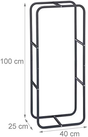 Relaxdays Firewood Rack, Log Stacking Aid, Steel, for in-and Outdoor Use, Wood Pile Shelf, Alloy, Anthracite, 100 x 40 x 25 cm