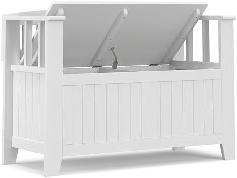 SIMPLIHOME Acadian Storage Bench and Cabinet Set in White