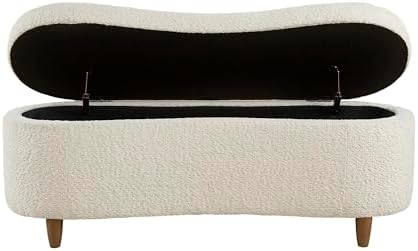 Bailey Boucle-Style Curved Storage Accent Bench