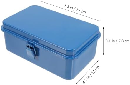 Housoutil Portable Tool Box Repair Tool Storage Container General Tool Box Hardware Case Craft Storage Toolbox for Tools Metal Tool Boxes Hand Carry Blue