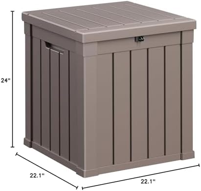 PatioZen 50 Gallon Resin Deck Box, Lockable Patio Outdoor Storage Box for Furniture, Garden Tools and Tools Storage, Waterproof Outside Storage Boxes - Grey