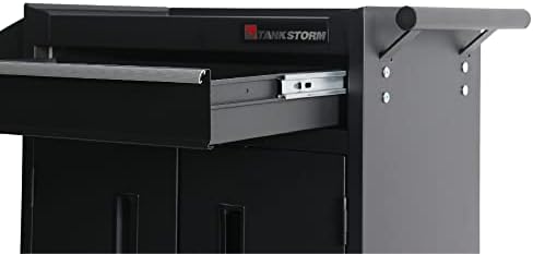 1 Drawer Tool Chest Heavy Duty Cart Steel Rolling Tool Box with Lockable Doors (TZ8 Black)