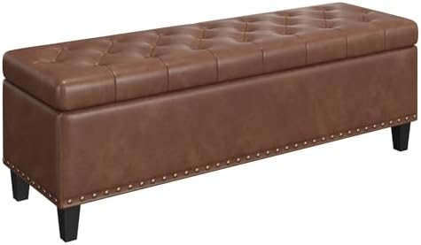 FiveWillowise 51 Inch Storage Ottoman Bench,Large End of Bed Storage Bench