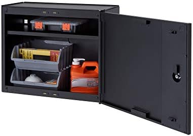 TRINITY 24 Inch Garage Wall Storage Cabinet, 22 Gauge Steel, Black