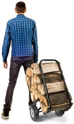 firewood hand truck caddy - with cover showing dimensions