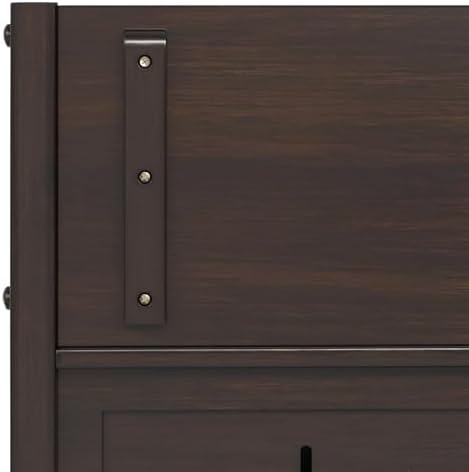 SIMPLIHOME Connaught 30" Wide Solid Wood Storage Bench in Chestnut Brown