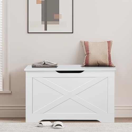 Timberer 31.5" Storage Chest, Wooden Storage Bench, Entryway Shoes Bench