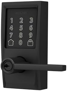 Schlage Encode Smart WiFi Lock, Lever Handle, Century Trim, Matte Black