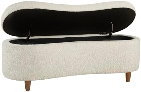 Bailey Boucle-Style Curved Storage Accent Bench