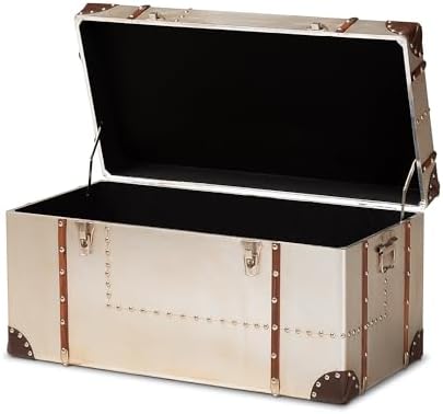 Baxton Studio Bechet Storage Trunk, Silver