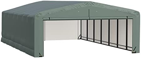 ShelterLogic ShelterTube Garage & Storage Shelter, 20' x 32' x 10' Heavy-Duty Steel Frame Wind and Snow-Load Rated Enclosure, Green