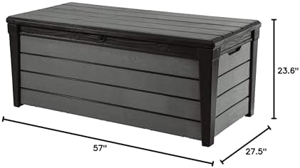 Keter Brushwood Outdoor Storage Deck Box,120 Gallon, Brown