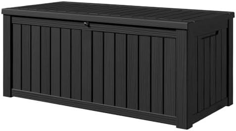 120 Gallon Outdoor Storage Box Waterproof Lockable Resin Deck Box for Patio