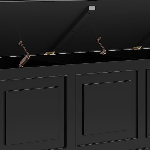 SIMPLIHOME Connaught 51" Wide Solid Wood Trunk Bench in Black