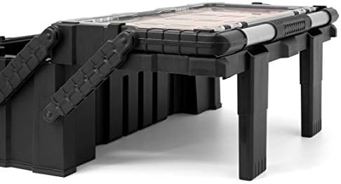 KETER 22 Inch Cantilever Plastic Portable Tool Box Organizer with Metal Latches for Small Parts, Hardware and Tool Storage and Organization