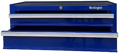 Workington Industrial 2 Drawers Portable Metal Intermediate Box, 26" Middle Tool Chest Cabinet with Ball Bearing Drawer Slides, Steel Tool Storage Box Organizer 4008 Blue