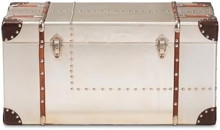 Baxton Studio Bechet Storage Trunk, Silver