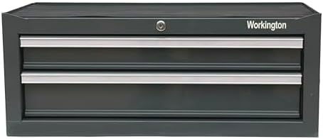 Workington Industrial 2 Drawers Portable Metal Intermediate Box, 26" Middle Tool Chest Cabinet with Ball Bearing Drawer Slides, Steel Tool Storage Box Organizer 4008 Gray