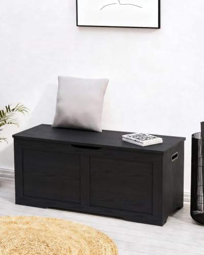 Timberer 39.4" Storage Chest with 2 Safety Hinges, Wooden Storage Trunk