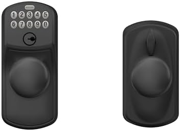 Schlage Electronic Keypad Lock, Lever Handle, Plymouth Trim, Matte Black